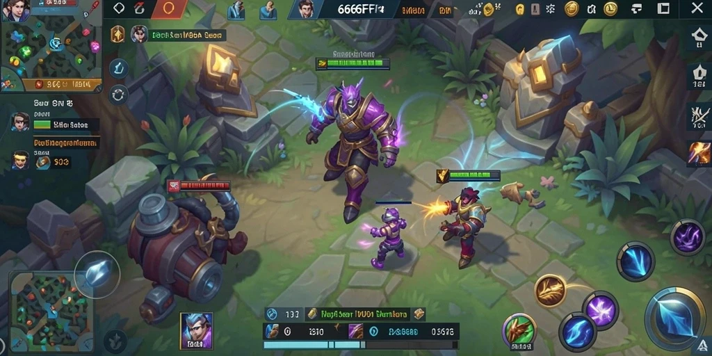 Tampilan seru dari gameplay 666FF di arena MOBA.