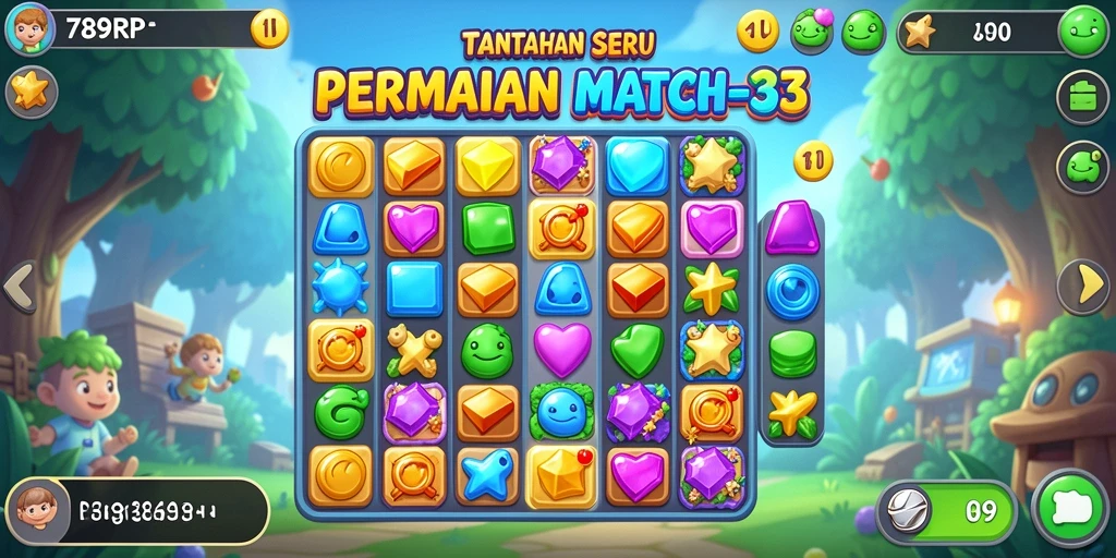 Gameplay seru di 789RP dengan tantangan Match-3.