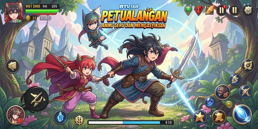 Tampilan gameplay BTV168 yang penuh aksi dan karakter anime favorit.