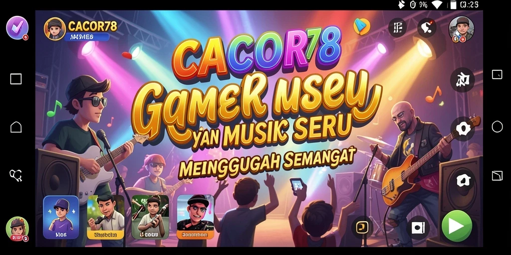Screenshot utama CACOR78 menampilkan gameplay musik yang interaktif dan mengasyikkan.