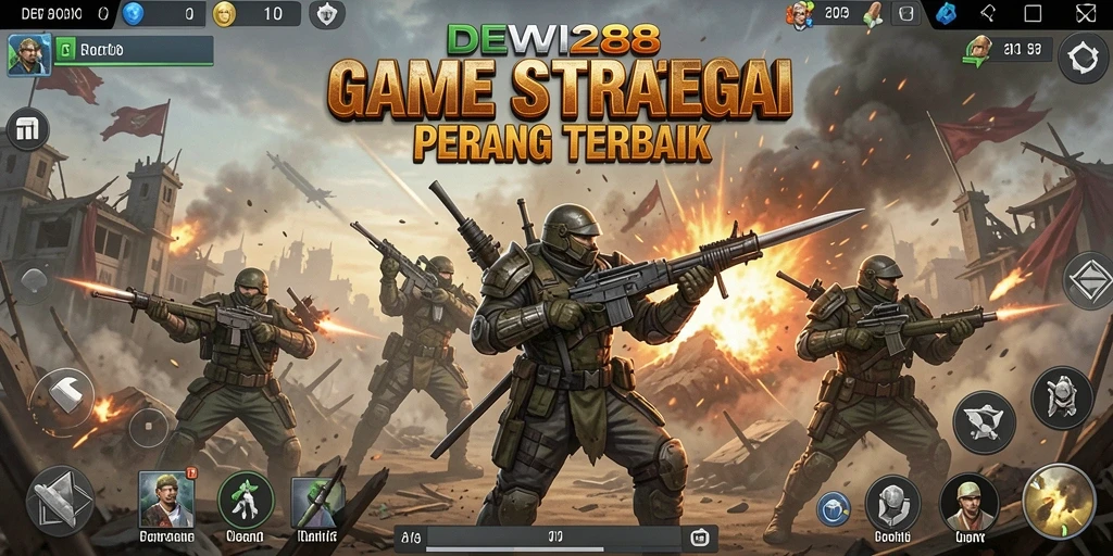 Tangkapan layar utama DEWI288 menampilkan aksi pertempuran strategis yang mendebarkan.