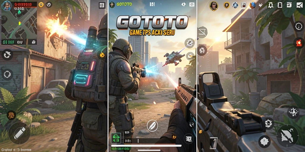 Gameplay seru GOTOTO dalam aksi tembak-menembak.