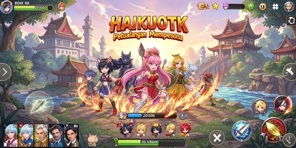 Screenshot gameplay HAIKUOTK yang menampilkan aksi Anime yang seru.