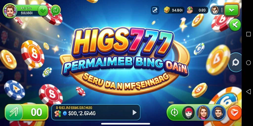 Screenshot HIGGS777 menampilkan gameplay Bingo yang penuh warna.