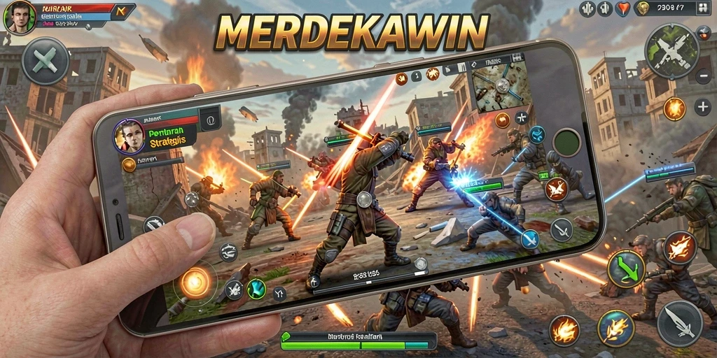 Tampilan gameplay <strong>MERDEKAWIN</strong> yang menegangkan saat melawan musuh.