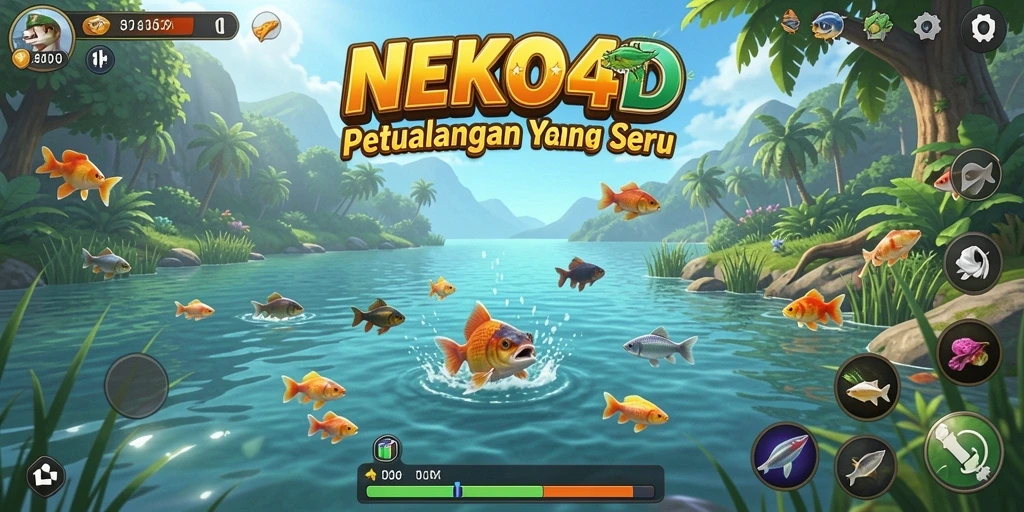 Tampilan gameplay NEKO4D yang menarik saat memancing.