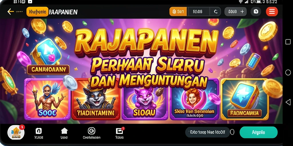 Tampilan gameplay Slot RAJAPANEN, penuh warna dan menarik.