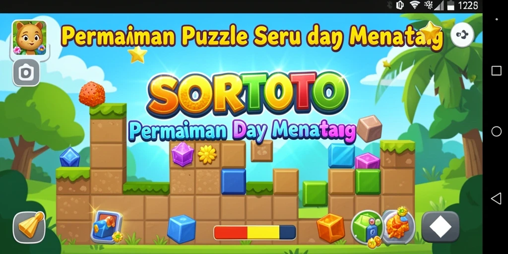 Tampilan gameplay SORTOTO dengan teka-teki menarik dan interaktif.
