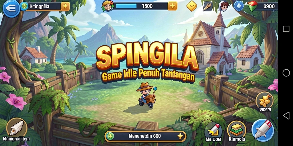 Tampilan utama SPINGILA dengan elemen gameplay yang menarik dan menyenangkan.