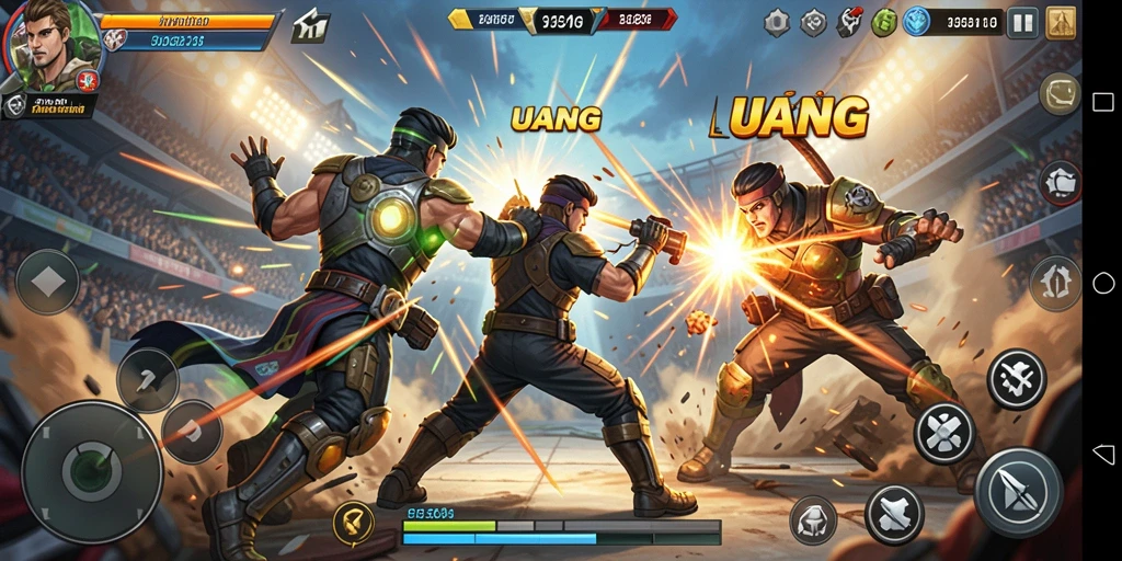Tampilan epic gameplay UANG dengan pertarungan yang mendebarkan.