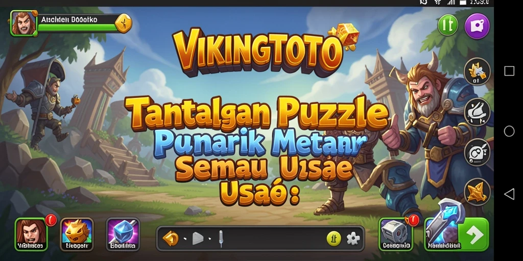 Screenshot gameplay VIKINGTOTO menampilkan puzzle yang menarik dan penuh warna.
