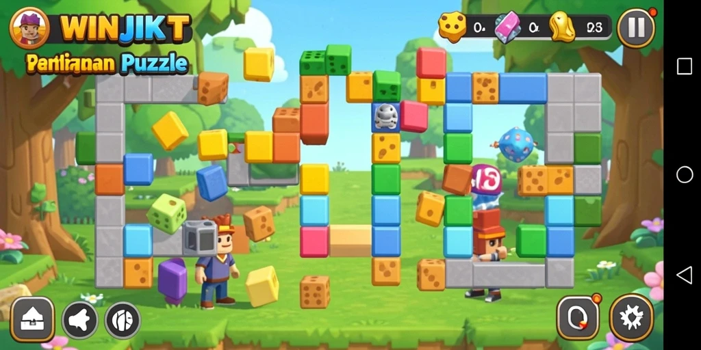 Tampilan gameplay seru dari permainan puzzle WINJKT.